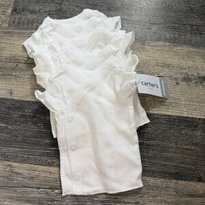 Carter’s Preemie 5 pack Side Snap Shirts White Newborn Essentials NWT Neutral